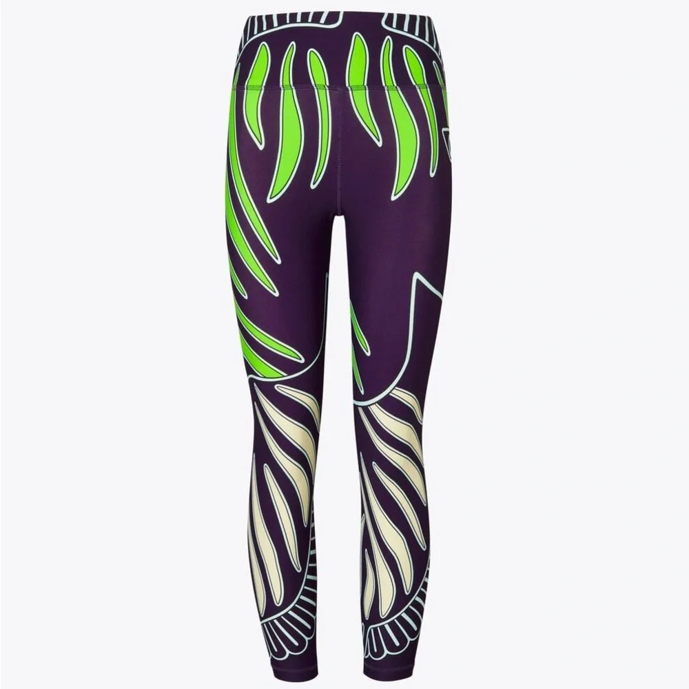 Tory Burch Weightless Printed 7/8 Legging Zebra High Waist Purple Green size XS